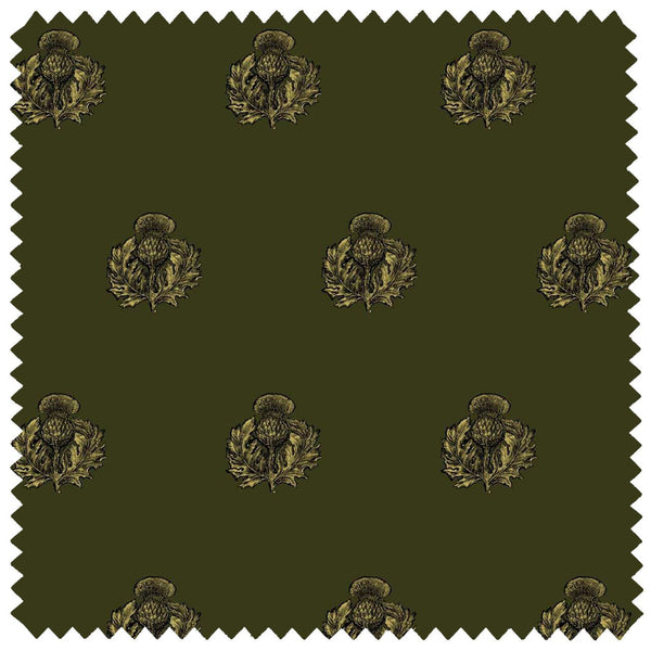 Little Thistle Velvet Black & Gold on Olive | Timorous Beasties Fabric