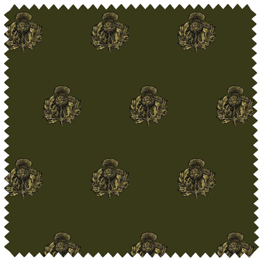 Little Thistle Velvet Black & Gold on Olive