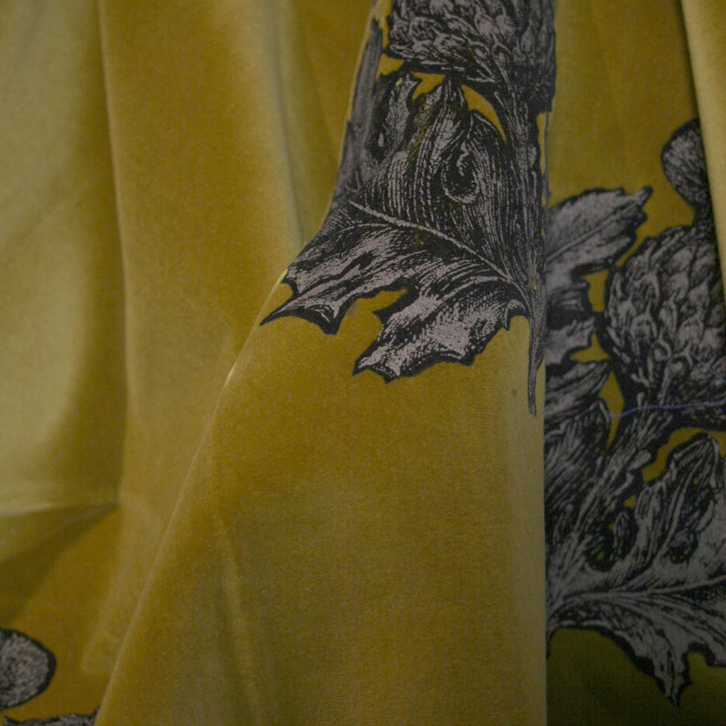Little Thistle Velvet Black & Gold on Aubergine