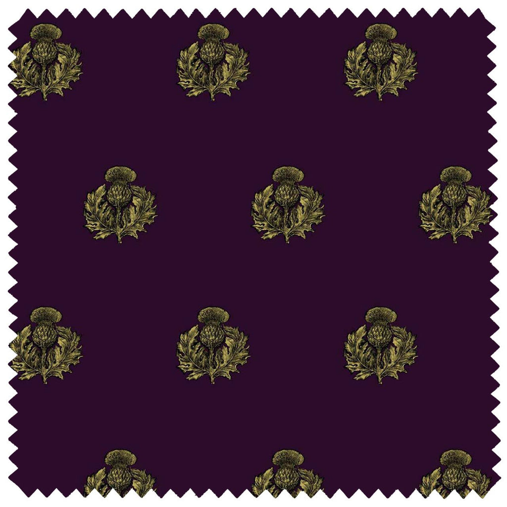 Little Thistle Velvet Black & Gold on Aubergine