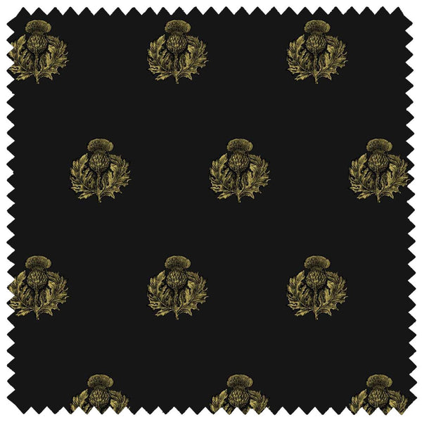 Little Thistle Velvet Black & Gold on | Timorous Beasties Fabric
