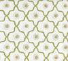 Longfellow, Moss Green Taupe on White Cotton