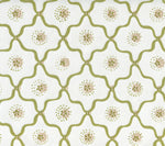 Longfellow, Moss Green Taupe on White Cotton