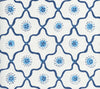 Longfellow, Navy French Blue on White Cotton/Linen