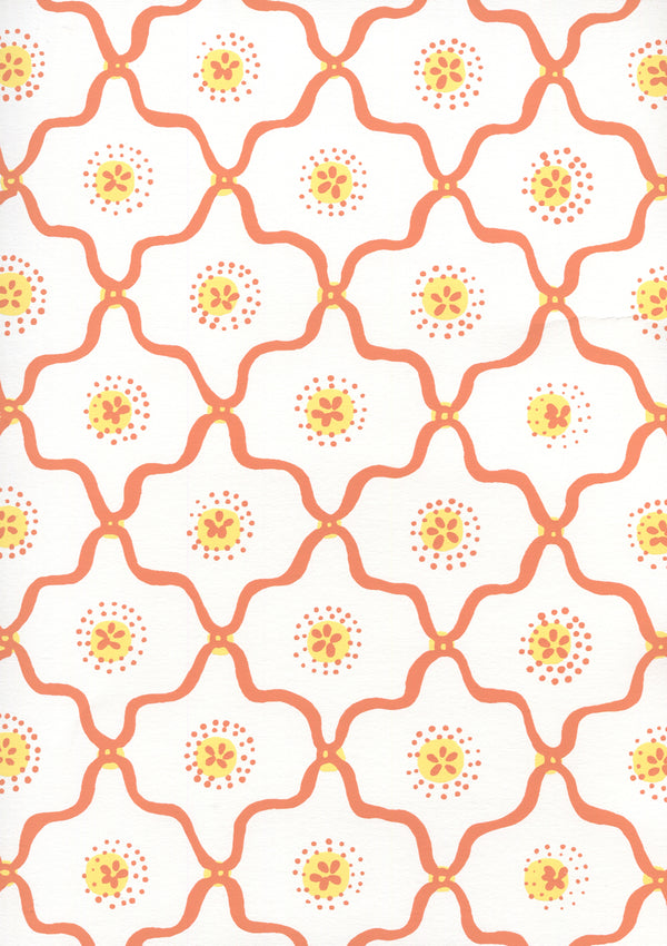Longfellow Orange Yellow on White Screen Printed | China Seas