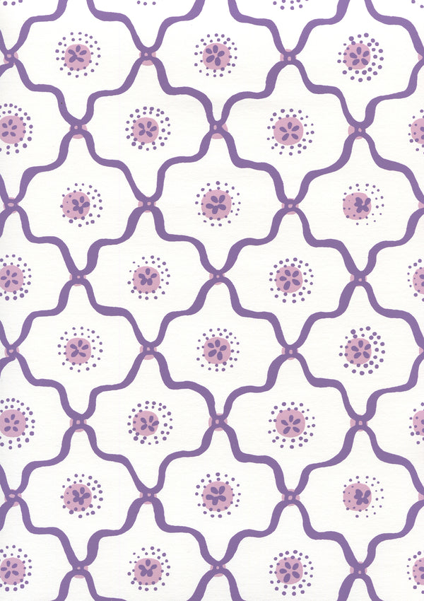 Longfellow Purple Lilac on White Screen Printed | China Seas