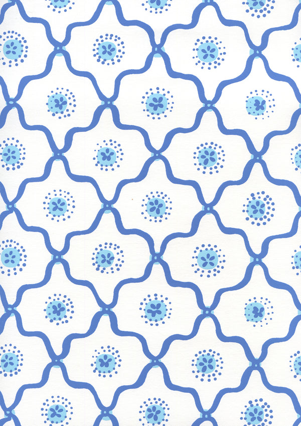 Longfellow Royal New Blue on White Screen Printed | China Seas