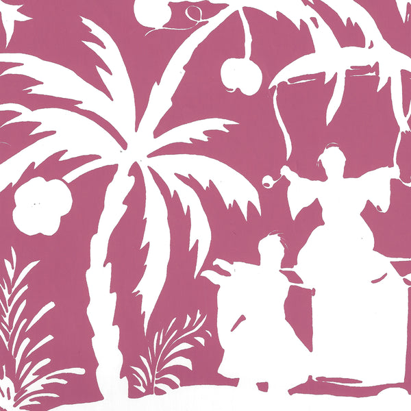 Lyford Background Magenta on White Screen Printed | China Seas