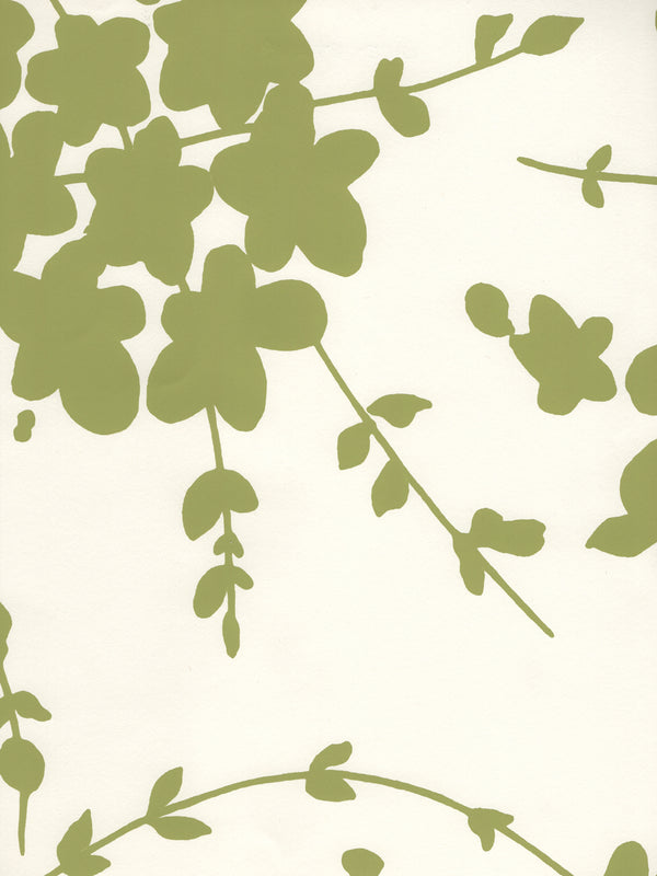 Lysette Chartreuse on Almost White Screen Printed | China Seas