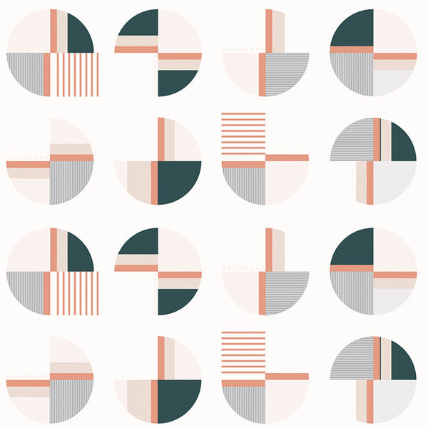 Onda Green-Orange, Made to Measure Mural Type II Wallcoverings | Tres Tintas