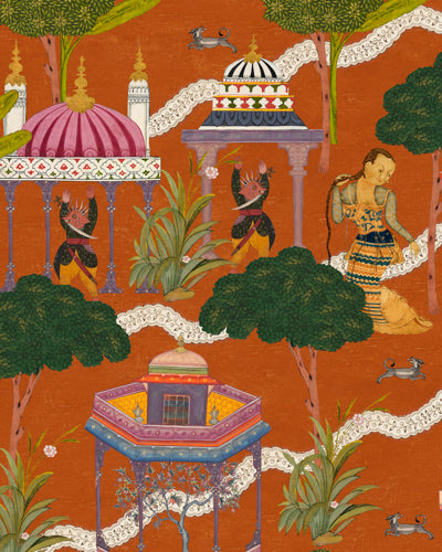 Maghreb Orange - Taupe, Blue, White, Green, Pink, Orange Wallcovering | Mind the Gap