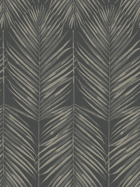 Malibu Paradise Palm Wallpaper - Coastal Palm Leaf - Black Sands | Malibu Wallpaper