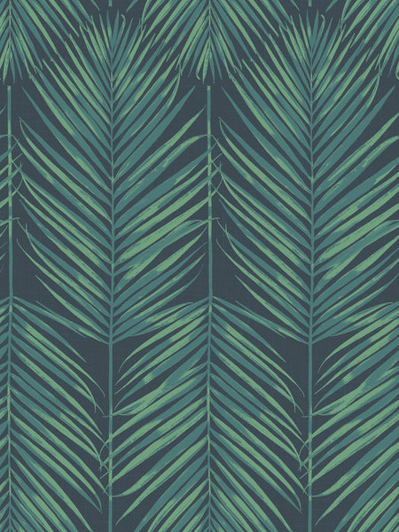 Malibu Paradise Palm Wallpaper - Coastal Palm Leaf - Tropic Midnight | Malibu Wallpaper