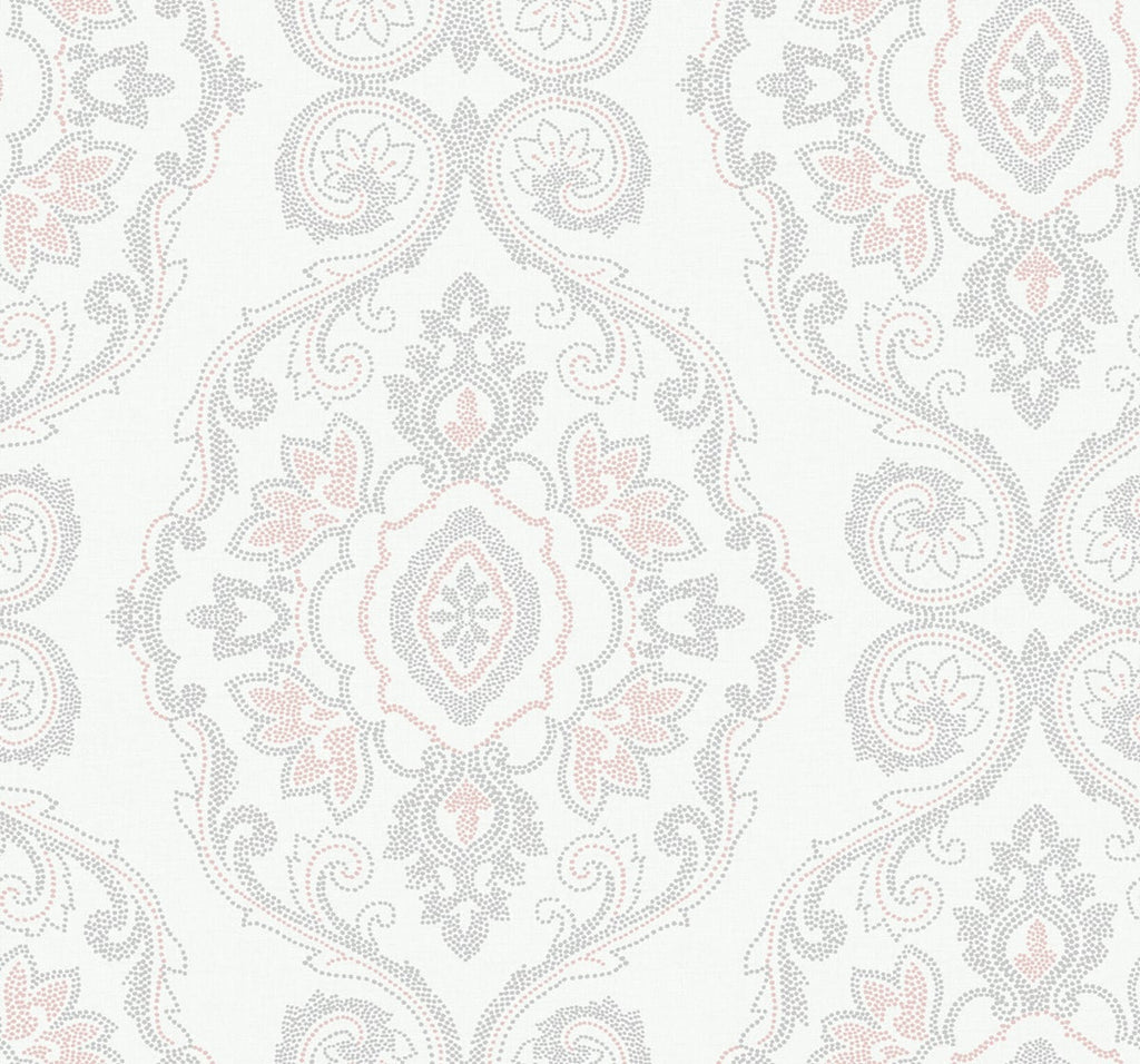 Malibu Nautical Damask Wallpaper - Coastal Damask - Pink Sunset | Malibu Wallpaper