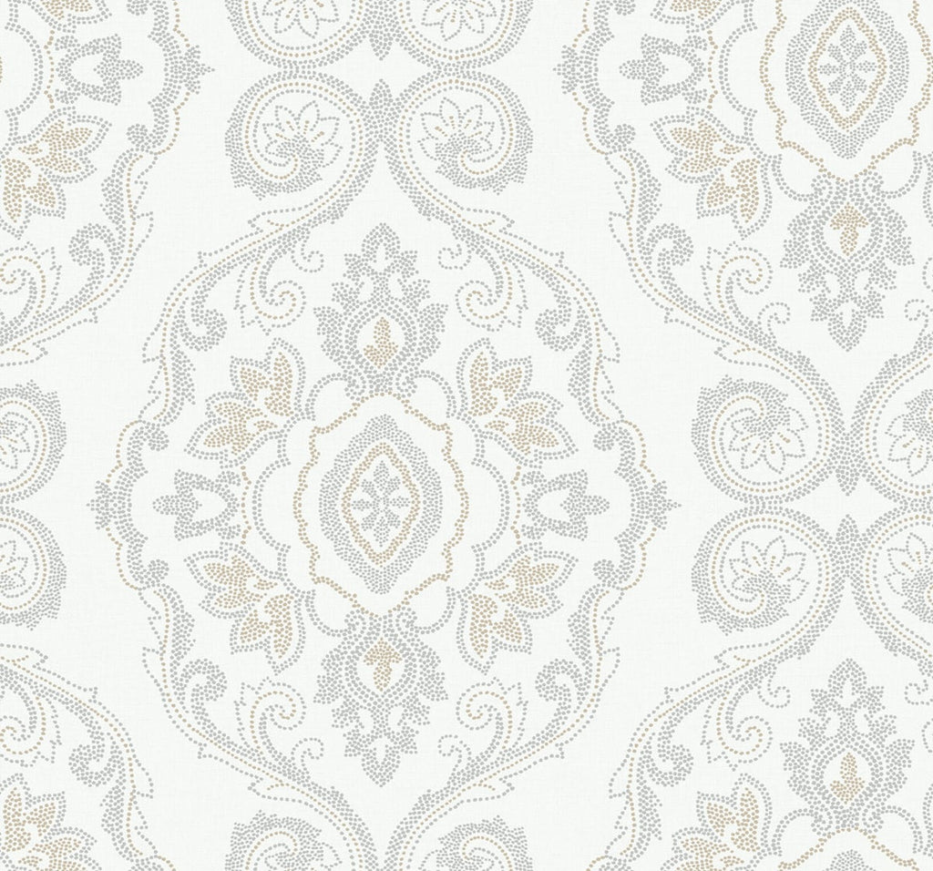 Malibu Nautical Damask Wallpaper - Coastal Damask - Sand Dunes | Malibu Wallpaper
