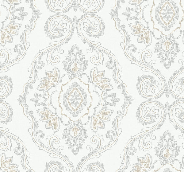 Malibu Nautical Damask Wallpaper - Coastal Damask - Sand Dunes | Malibu Wallpaper