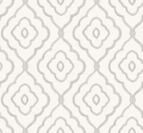 Malibu Seaside Ogee Wallpaper - Coastal Ogee - Daydream Gray | Malibu Wallpaper