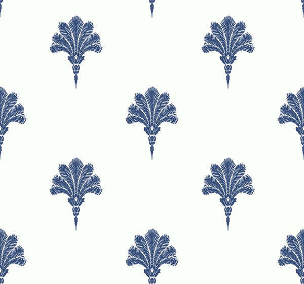 Malibu Summer Fan Wallpaper - Coastal Fleur De Lis - Coastal Blue | Malibu Wallpaper