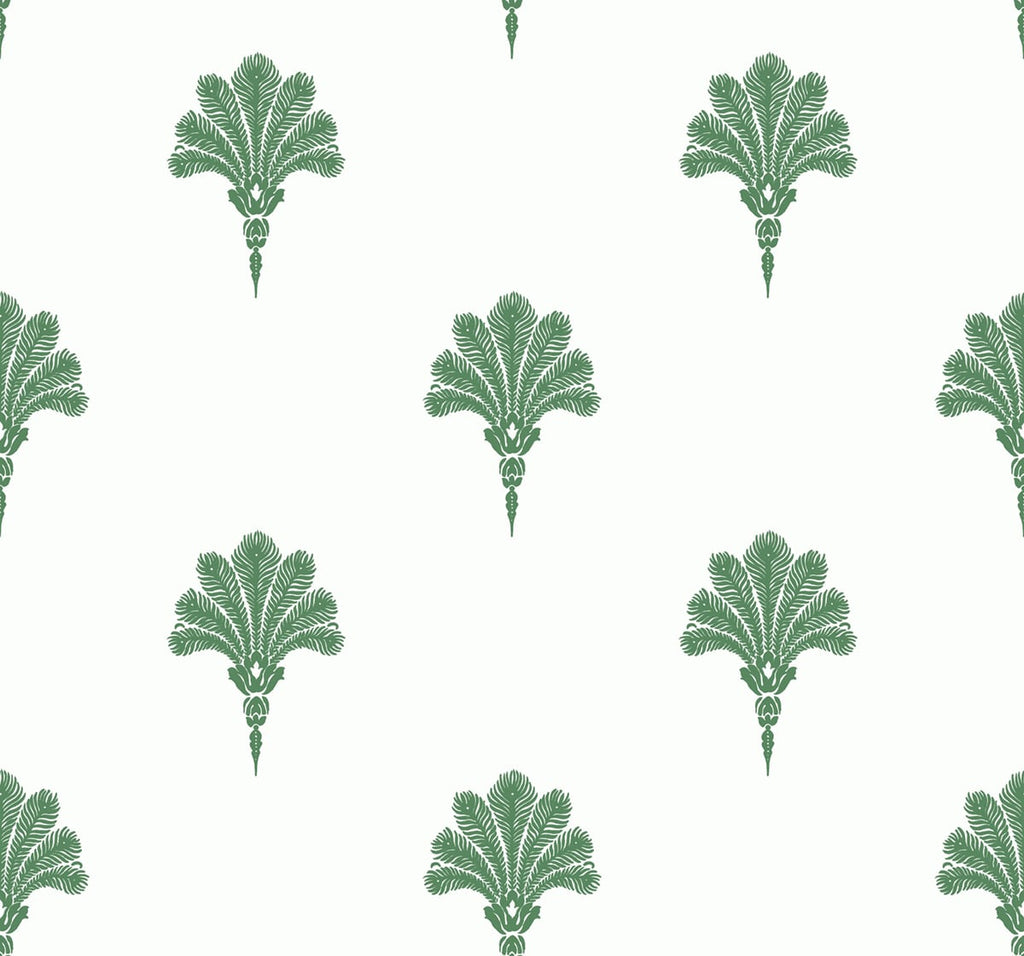Malibu Summer Fan Wallpaper - Coastal Fleur De Lis - Greenery | Malibu Wallpaper