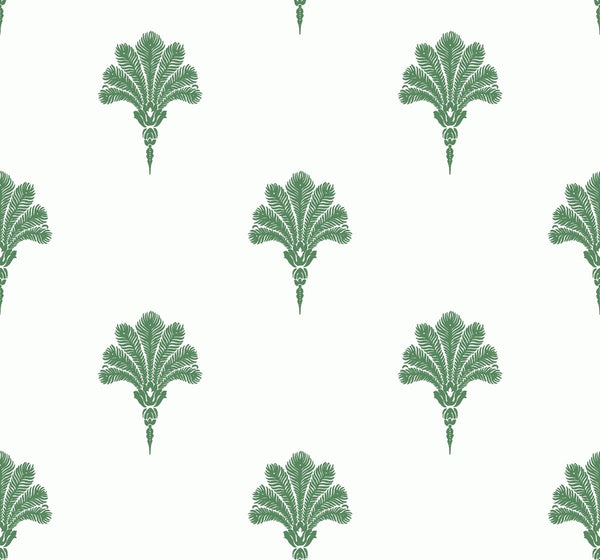 Malibu Summer Fan Wallpaper - Coastal Fleur De Lis - Greenery | Malibu Wallpaper