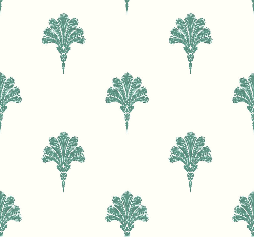 Malibu Summer Fan Wallpaper - Coastal Fleur De Lis - Tropic Green | Malibu Wallpaper