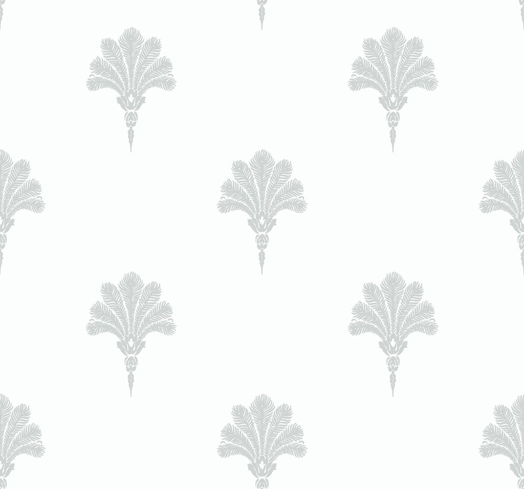 Malibu Summer Fan Wallpaper - Coastal Fleur De Lis - Daydream Gray | Malibu Wallpaper