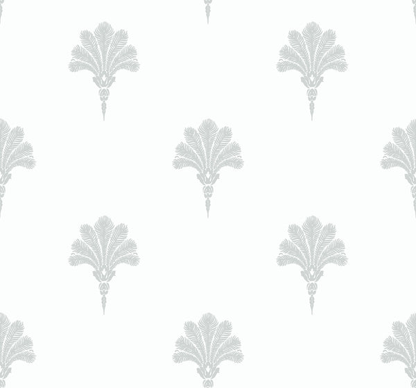 Malibu Summer Fan Wallpaper - Coastal Fleur De Lis - Daydream Gray | Malibu Wallpaper