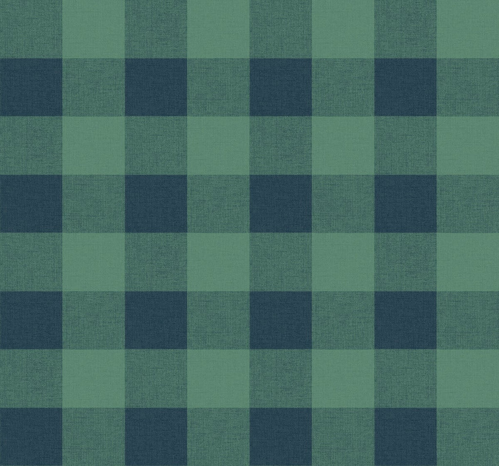 Malibu Picnic Plaid Wallpaper - Coastal Plaid - Tropic Green | Malibu Wallpaper
