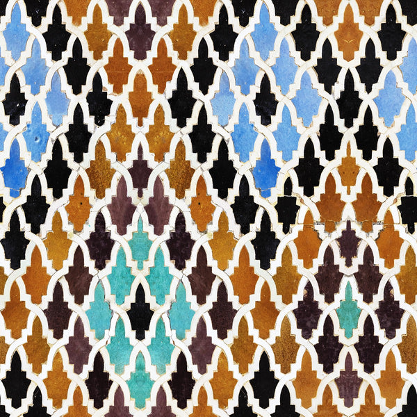 Medersa El-Attarine - Black, Blue, White, Brown, Turquoise Wallcovering | Mind the Gap