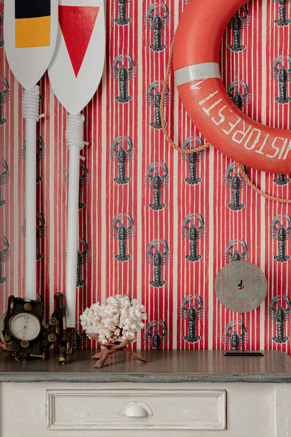 Mediterranean Lobsters - Red Wallcovering | Mind the Gap