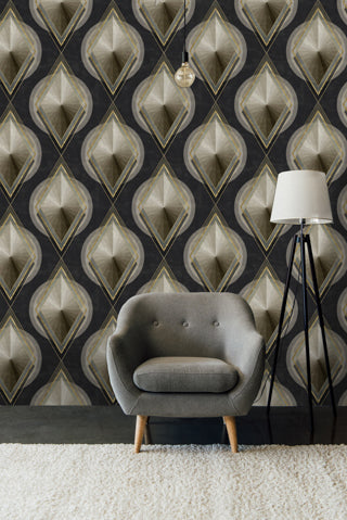 Metropolis - Gold, Black, Grey Wallcovering | Mind the Gap
