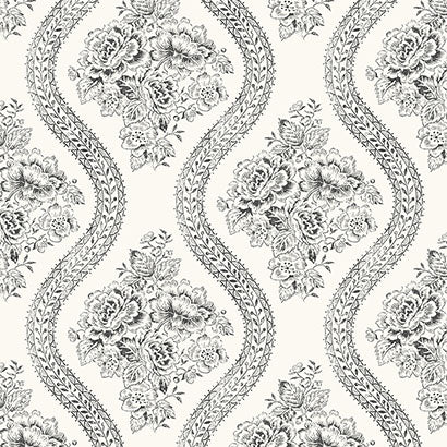 Petersburg Charcoal Wallcovering | Jeffrey Stevens