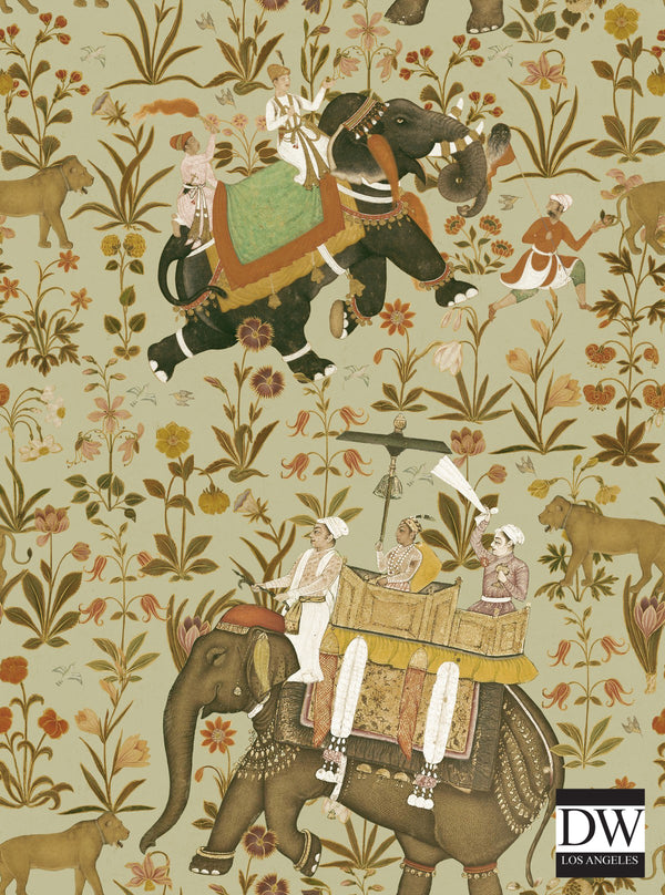 Hindustan - Taupe, Green, Red, Brown Wallcovering | Mind the Gap