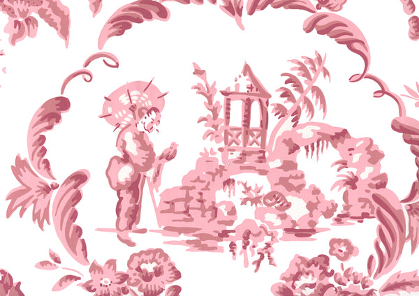 Madame Butterfly Pinks on White Screen Printed | China Seas