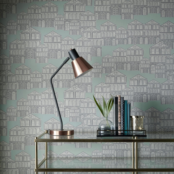 Maison Neo Mint - Green Wallcovering | 1838 Wallcoverings