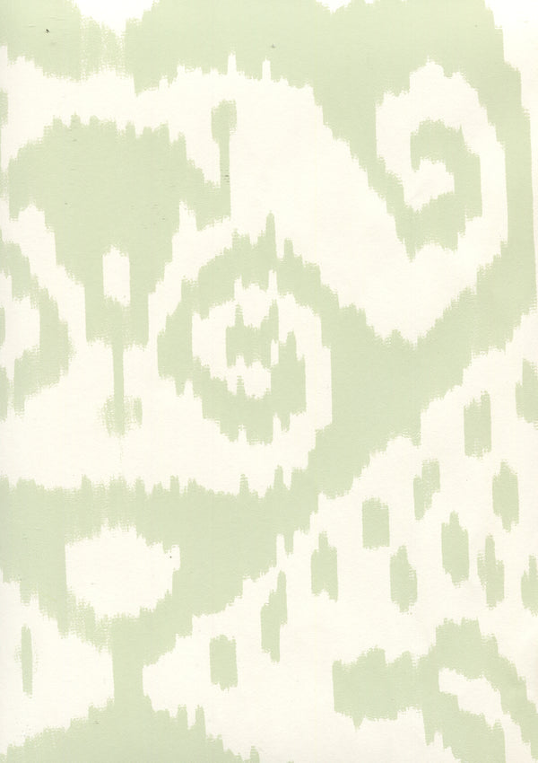 Malaya Celadon_on_almost_white Screen Printed - Off-White Wallcovering | China Seas