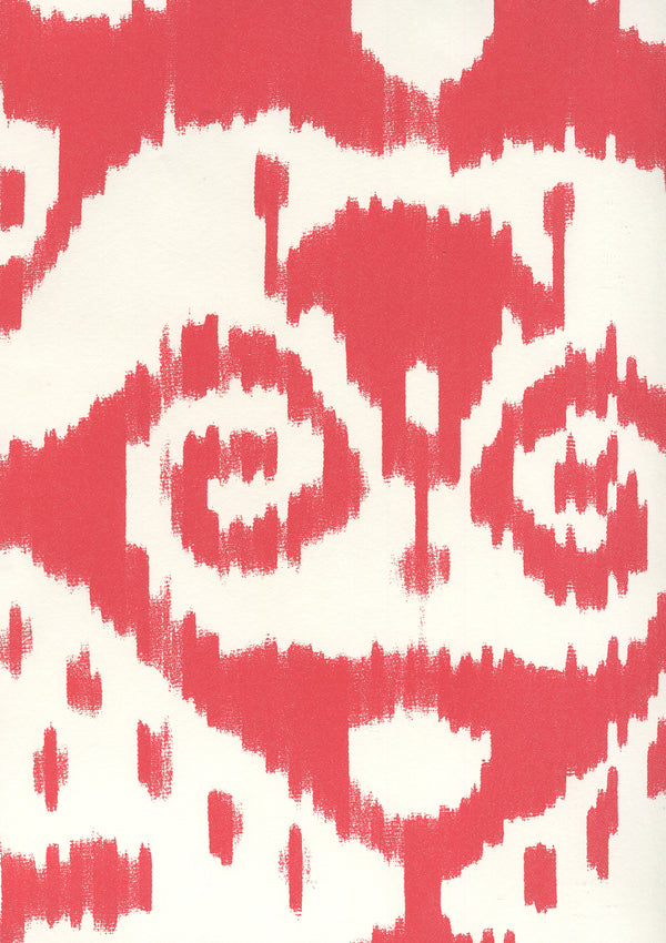 Malaya Red_on_almost_white Screen Printed - Off-White Wallcovering | China Seas