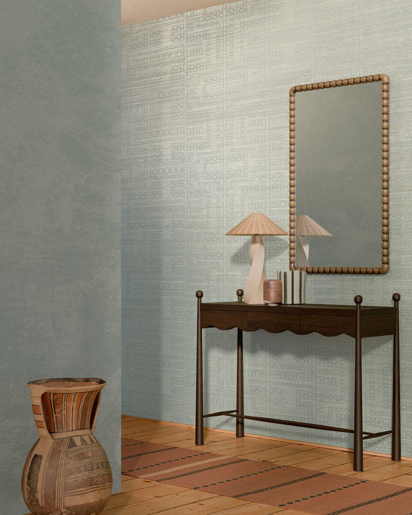 Taio Embroidered Grasscloth Wythe Blue Wallpaper | Arte Europe