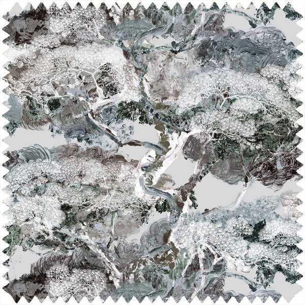 Matzu Tree Linen Blue Tint Drizzles | Timorous Beasties Fabric