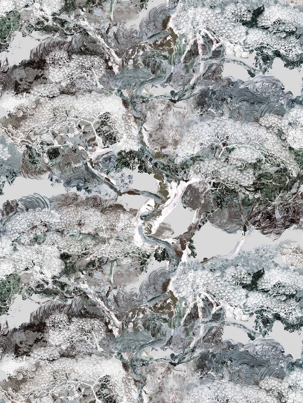 Matzu Tree Blue Tint Drizzles | Timorous Beasties Wallcovering