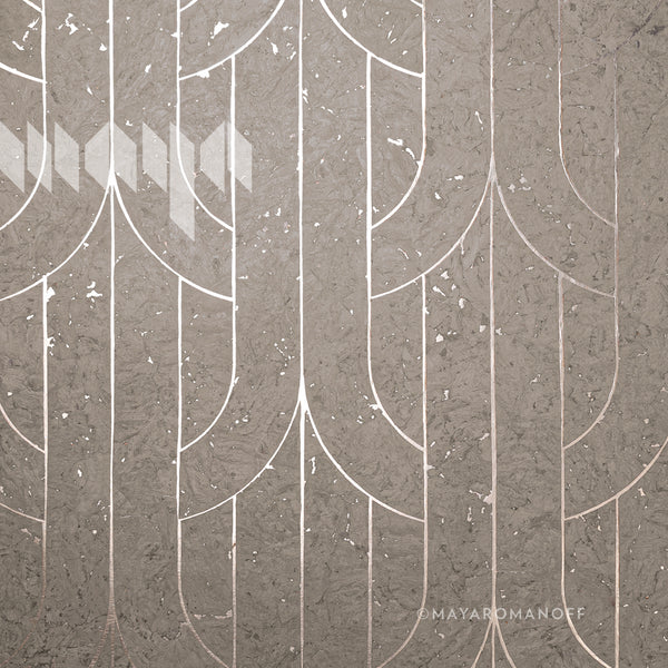 Porto Deco Gamay Gray - Taupe Wallcovering | Maya Romanoff
