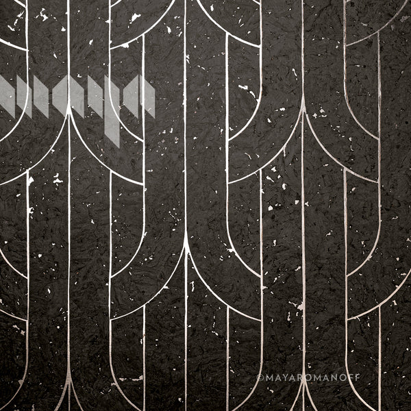 Porto Deco Brut Black - Black Wallcovering | Maya Romanoff