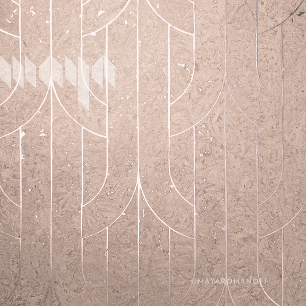 Porto Deco Rosé Reserve - Taupe Wallcovering | Maya Romanoff