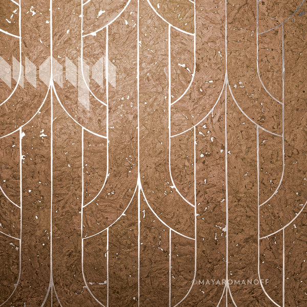 Porto Deco Nebbiolo Natural - Brown Wallcovering | Maya Romanoff