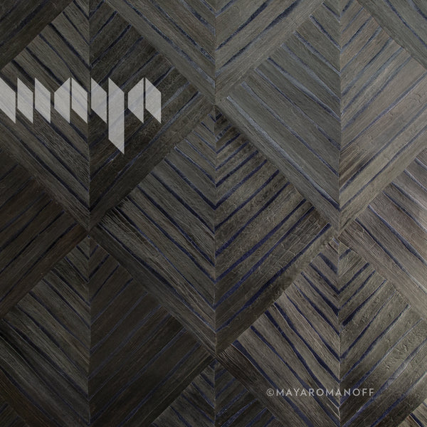Water Hyacinth Parquet Black Bear - Dark Gray Natural Wallcovering | Maya Romanoff