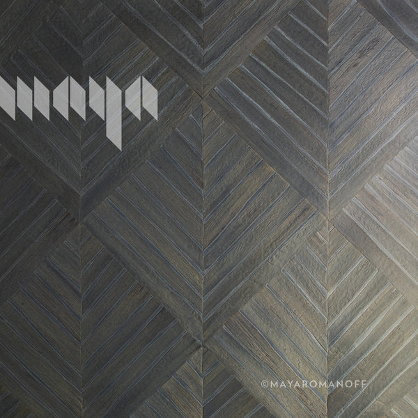 Water Hyacinth Parquet Blue Heron - Dark Gray Natural Wallcovering | Maya Romanoff