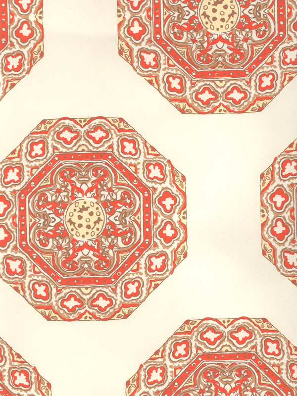 Medallion Melon Camel on Off White Screen Printed | China Seas