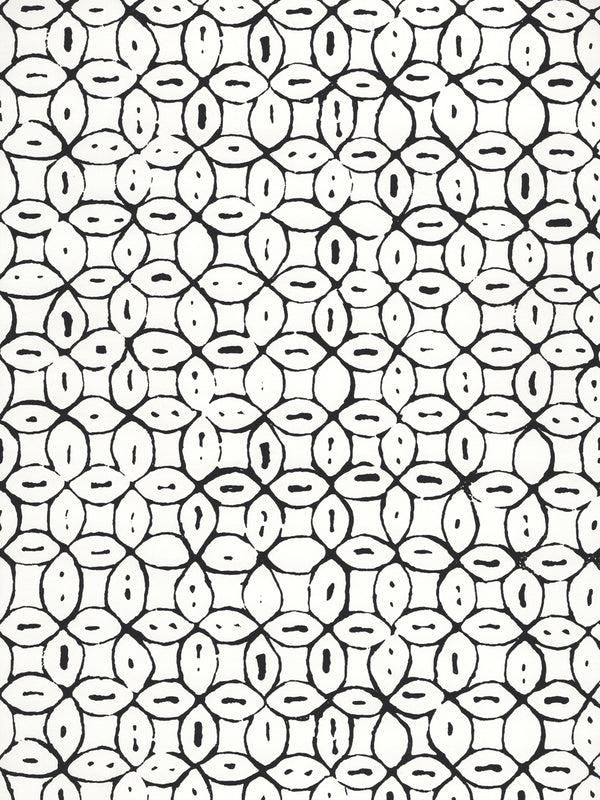 Melong Batik Black on White Screen Printed - Off-White Wallcovering | China Seas