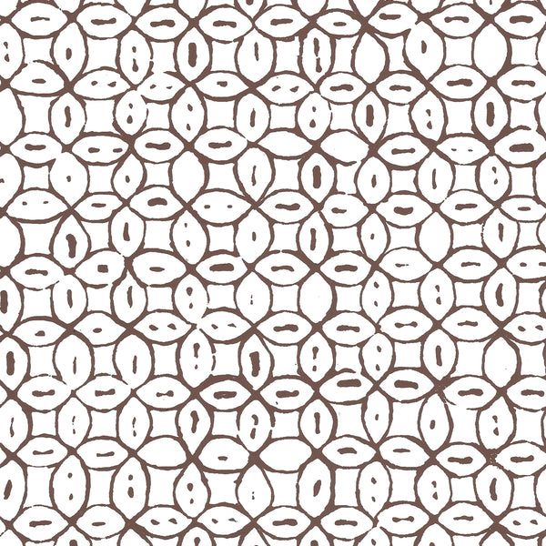 Melong Batik Brown on White Screen Printed - Off-White Wallcovering | China Seas