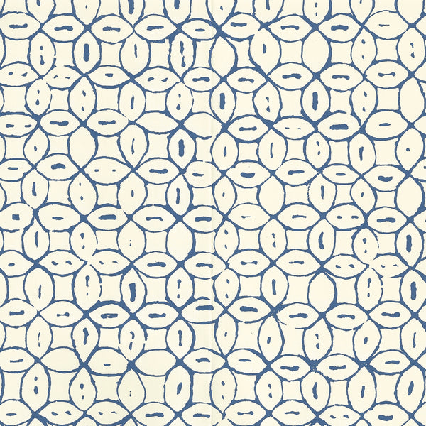 Melong Batik Navy on Off White Screen Printed - Off-White Wallcovering | China Seas